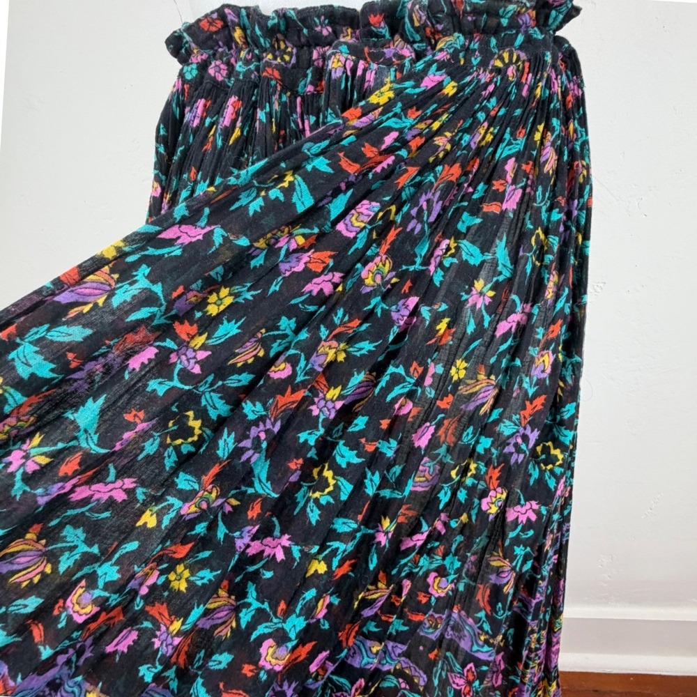 Vintage India Cotton Semi Sheer Gauze Floral Elephant Maxi Skirt Boho Elephants - Picture 16 of 16